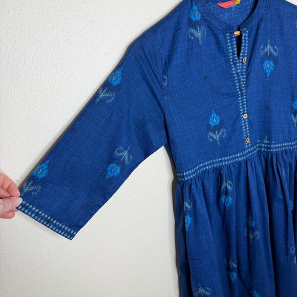 Vishudh Blue Fit and Flare 100% Cotton Dress Small - Picture 3 of 13